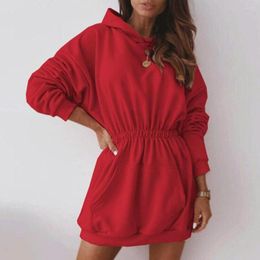 Women's Hoodies Women Sweatshirts Casual Autumn Winter Solid Colour Pullover Dress Long Sleeve Hoodie Sweatshirt 4 Colours 2022