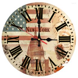 Wall Clocks Fashion Wooden Home Decoration Modern Stickers Quartz Watch Single Face Circular Clock Living Room