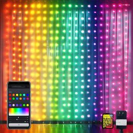 Strings DIY Smart Window Curtain Light RGB Bluetooth APP Christmas Waterfall Fairy String Romantic Party Display Garland