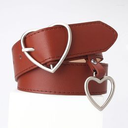 Belts Fashion Women PU Leather Waistbands Heart Buckle Waist Belt Female Harajuku Black For Jeans Pants Party Dress 105cm