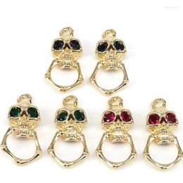 Pendant Necklaces 5Pcs CZ Micro Pave Colourful Eye Skull Shape Pendant/Charm Cubic Zirconia Charm Necklace Bracelet 38x19mm