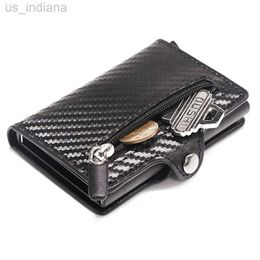 Wallets 2022 New RFID Card Holder Wallet with Organiser Coin Pocket Carbon Fibre Holder Men Slim Wallet Anti-theft Card Case L220929