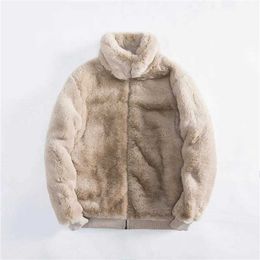 Faux Fur Women's Fashion Coat Collar Leather Thick Warm Plush Outerwear Winter Wool Coats Zipper Versatile Short Y2209