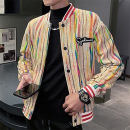 Mens Jackets Letter Embroidery Coat Colorful Casual Coats Fashion Slim Fit Man Fall Male Jaqueta Motoqueiro 220930