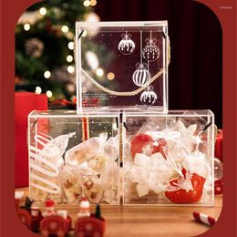 Gift Wrap 10PCs Christmas Bags Transparent Snowflake Elk Santa Claus Cake Cookie Candy Wrapping With Handle Party Favors Supplies