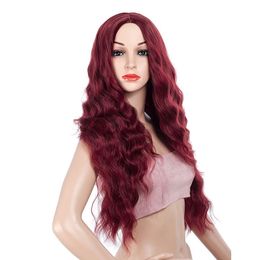 Curly Wave Synthetic Wigs Loose Wavy Women Curler Black Brown Burgundy
