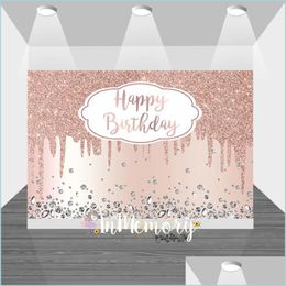 Party Decoration Glitter Pink Rose Gold Happy Birthday Decor Po Background Custom Diamond Adt Backdrop For Studio Drop Delivery 2021 Dhezt