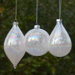 Party Decoration 12pcs/pack Small Size Pearl Lustre Glass Pendant Christmas Day Tree Hanging Globe Drop Cone Handmade Festival Hanger