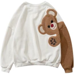 Kadın Hoodies Sweatshirtler Büyük boy Harajuku Sonbahar Kış Kışları Polar Bear Fame Full Sleep Tutulma Gevşek Çift Giysiler Top 220930