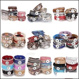 Charm Bracelets Jewellery 10Pcs/Lot Whole S For Women Braided Leather 18Mm Diy Interchangeable Snap Button Bracelet Dr Dhqyv