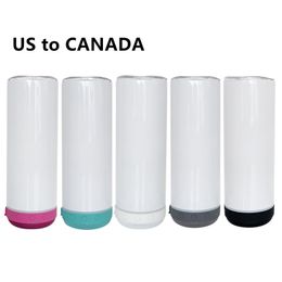 US to CANADA 20oz Sublimation Straight Speaker Tumblers Stainless Steel Water Bottle With Bluetooth DIY Portable Cup B6