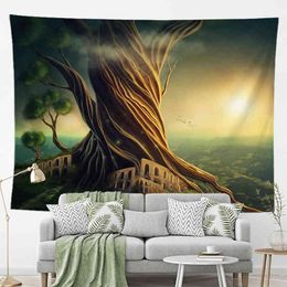 Magic Forest Trees Carpet Wall Hanging Fantasy Animals Home Decor Spread Sheet Cloth J220804