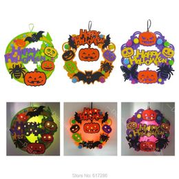 Decorative Flowers & Wreaths Halloween Gift LED Light Wreath Pumpkin Bat DecorationDecorative DecorativeDecorative