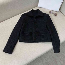 Women's Jackets C home autumn winter new French elegant small fragrance wool tweed single row gold button short coat