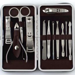 nail care kit tools UK - 12pcs Manicure Set Pedicure Scissor Tweezer Knife Ear Pick Utility Nail Clipper Kit Stainless Steel Nail Care Tool Set New233T