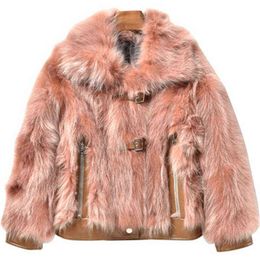 New Autumn Winter Women's Fur Coats Fur Leather Of One Piece Female Loose Jackets Trendy Lady Clothes Woman Coat T220810