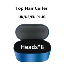 8 cabeças multifuncional modelador de cabelo secador de cabelo automático curling ferro dispositivo de estilo caixa de presente para ferros ásperos e normais dropship NOVA COR OURO AZUL