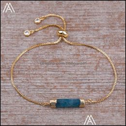 amazonite stone bracelet Canada - Charm Bracelets Jewelry Tube Stone Beads Gold Chains Bracelet For Women Fashion Roses Quartz Amazonite Simpl Dmg