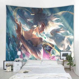 Nordic Bohemian Hippie Wall Background Decorative Carpet Bedroom Living Room Anime Characters J220804