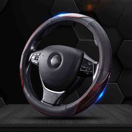 Cowhide True Leather Car Steering Wheel Cover For 3739Cm 145 "15" Round D Type universal Steering Wheel Braid J220808