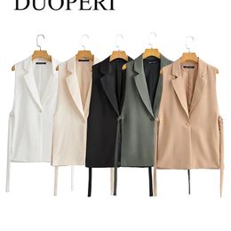 DUOPERI Jacket Women Blazer Gilet Sleeveless Vest Fashion Casual Streetwear Woman Waistcoat Tops veste femme 220811
