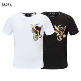 PP Fashion Men's Designer slim fit Casual rhinestone Short Sleeve Round Neck shirt tee Skulls Print Tops Streetwear collar Polos M-xxxL P88254