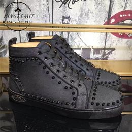 Men Women Casual Shoes Rivet Stylist Shoe Studded Spikes Insider Fashion Sneakers Black White Leather High Boots size 34-48