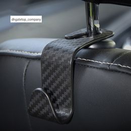 New 4/2Pcs Carbon Fibre Back Hook Backrest Hanger Multifunction Portable Car Seat Hooks for Handbag Purse Bags Storage