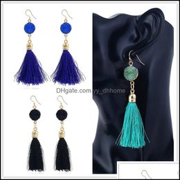 Dangle Chandelier Earrings Jewellery Fashion Druzy Drusy 4 Colours Gold Plated Resin Geometry Stone Earrrings For Women Dhvpn