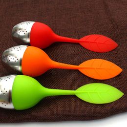 wholesale silicone tea infuser Leaf Silicone Infuser with Food Grade make tea bag filter creative Stainless Steel Tea Strainers DH984