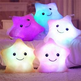 Pillow Creative Toy Luminous Soft Stuffed Plush Glowing Colourful Stars Cushion Led Light Toys Gift For Kids Children GirlsPillowPillow