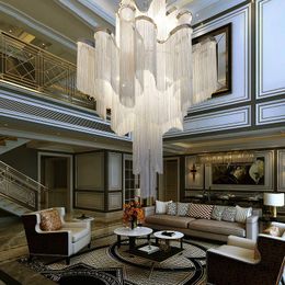 lighting hall Canada - Pendant Lamps Modern Luxury LED Gold Chain Fringed Stair Hanging Light Home Dining Room El Hall Decoration LightingPendant