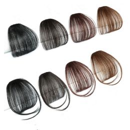 Bangs Hair Clip Wispy Natural Human Bang Hairpieces Women Fringe Neat Faker Bangs with Temples Hairpiece for Party and Daily Wear
