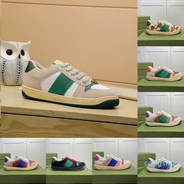 Plate-forme Screeners Sneaker Vintage Shoes For Men Women Distressed Designer Fashion Old Like Dirty Sneakers Floral Striped Ivory Ebony Green Leather 3