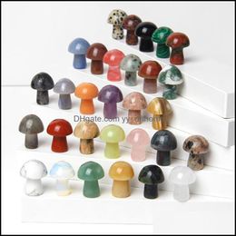 Stone Loose Beads Jewelry Natural Carved Crystal Mini Mushroom Healing Reiki Mineral Statue Ornament Home Decor Gift Mix Dhnfv