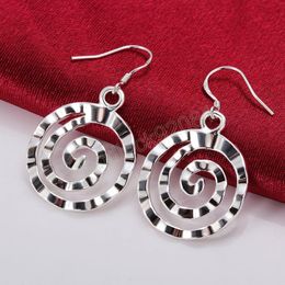 925 Silver Colour dangle Earrings for temperament Women Jewellery All-match spiral circle Earrings birthday gift