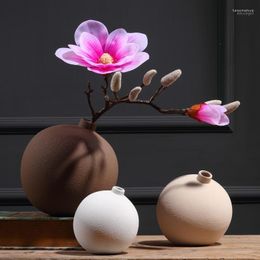 Creative Ceramic Vase Round Artwork Home Decoration Floral Bottle Flower Arrangement Living Room Table Crafts1