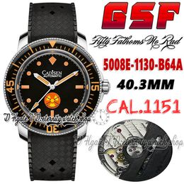 GSF cinquenta fathoms sem radiações homens relógios cal.1151 gs1151 automático gs5008e-1130-b64a dial preto capa inoxidável strap 2022 super edição eternity watches watches