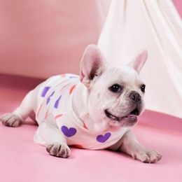 Dogs Breathable Vest Clothes Cotton T Shirt Love Hearts Pattern Puppy Summer Spring Apparel For Teddy 11