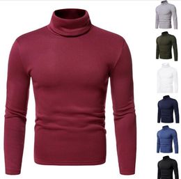 Men's T-Shirts Autumn And Winter Men's High-neck Long-sleeved T-shirt Plus Velvet Solid Color Bottoming ShirtMen's