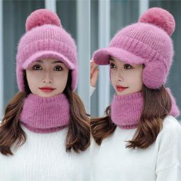 Ball Caps Fur Baseball Cap Hat Women Autumn And Winter Woollen Ear Protection Small Hooded To Keep Warm BibBall BallBall