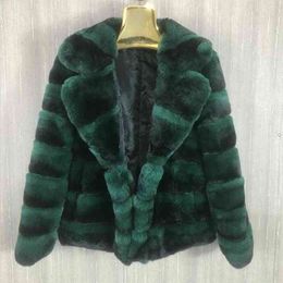 2020 ladies new natural rex rabbit fur coat real rex rabbit fur lapel jacket warm winter fashion European street style T220810