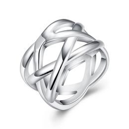 925 Sterling Silver Cross Intertwined Ring For Woman Wedding Engagement Party Fashion Charm Jewellery