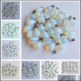 Charms Jewellery Findings Components Natural Stone Hexagonal Prism Water Drop Cross Heart Opal Healing Pendants Diy Nec Dh3Ne