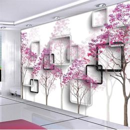 Customize Modern Minimalist Tree 3D TV Background Wall Custom Large Mural Green Silk Cloth Wallpaper Papel De Parede Para Quarto1