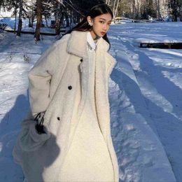 2021 Autumn Winter Long Coat Woman Faux Fur Coat Women Warm Ladies Fur Teddy Jacket Female Plush Teddy Outwear Plus Size T220810