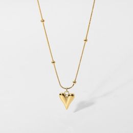 wholesaler gold Canada - Pendant Necklaces 14k Gold Plated Stainless Steel Heart Necklace For Women Thin Snake Chain Choker Jewelry AccessoriesPendant