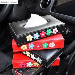 New Car Tissue Box Towel Sets Car Dashboard Tissue Box Holder Auto Interior Storage Decoration with Daisy Car Accessories