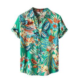 comfy top Canada - Men's Casual Shirts Men's Spring Printed Turndown Collar Short-sleeved Blouse Super Comfy High Quality Top Chemise Homme Fast