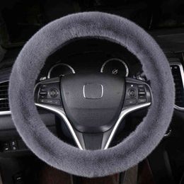 Winter Plush Heat Universal Steering Wheel Cover Wrap For 3738 Cm 14515 Inch M Size Braid on Steering Wheel Soft J220808